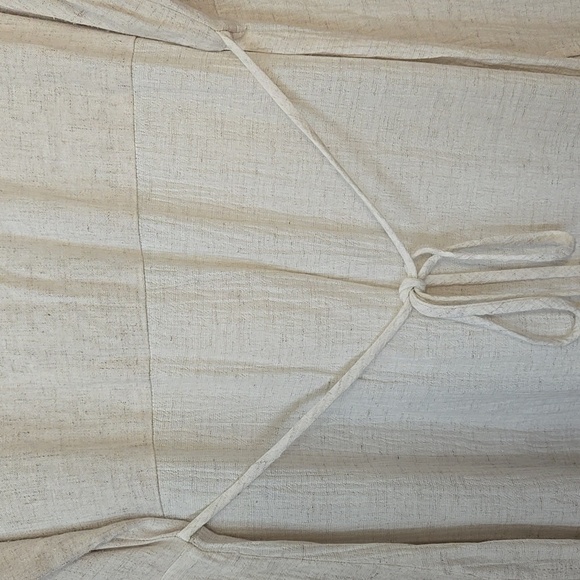 Benjamin A, Tunic, Blouse, Natural, Cream, Buttons, Side Slits, Tie Back, Sz 18 - Picture 16 of 17